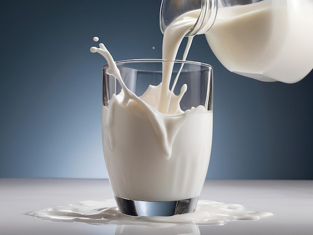 Illustration du lait versé dans un verre