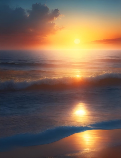illustration du lever du soleil sur la mer