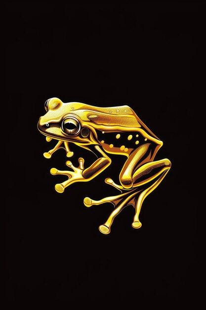 Photo illustration du logo de la grenouille dorée sur fond noir icône d'emblème pour la marque d'une entreprise ou d'une équipe sportive