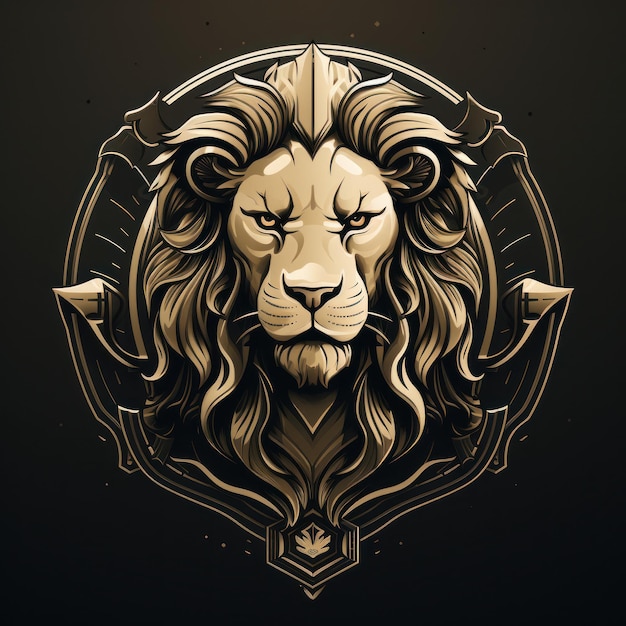 L'illustration du logo d'un lion lion l'icône de l'emblème de l'imprimerie logotypée