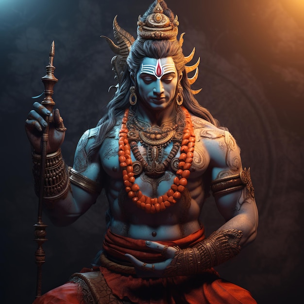 illustration du mélangeur 3D de Dieu Shiva, rendu des couleurs douces, vue latérale