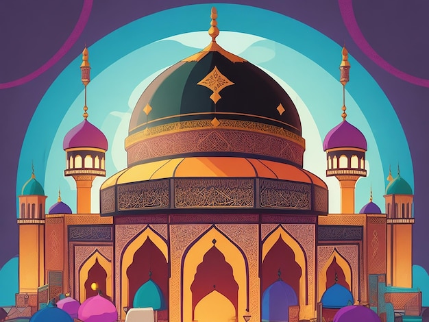 L'illustration du mois de Ramadan Kareem Eid Mubarak