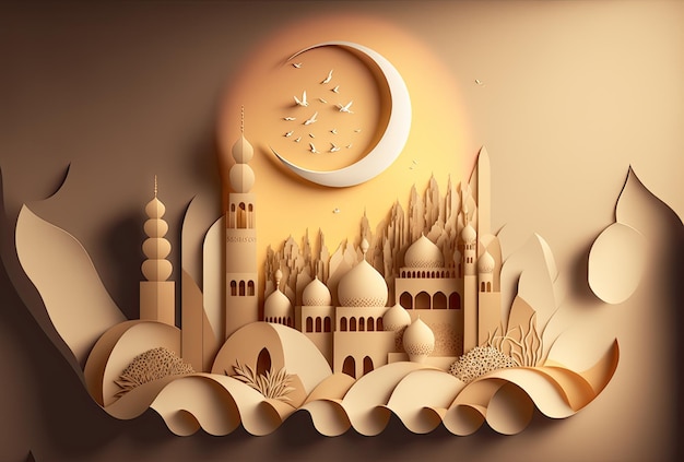 Illustration du mois sacré du Ramadan avec des éléments islamiques