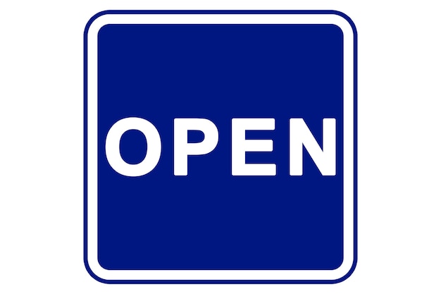 Illustration du mot ouvert sur fond bleu