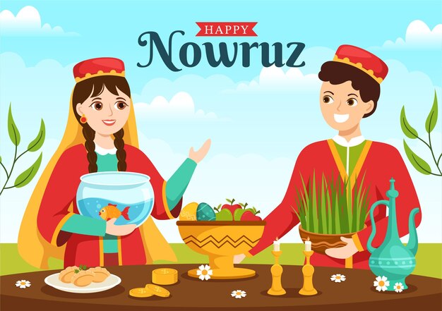 Photo l'illustration du nowruz plat