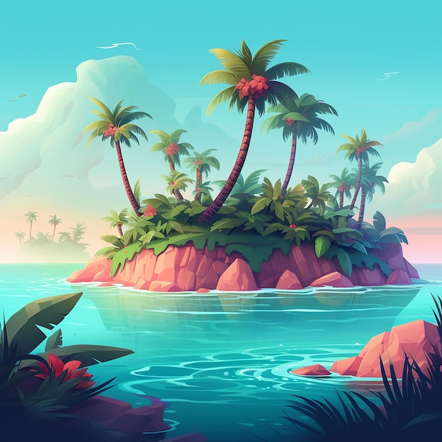 Illustration du paradis tropical Échapper à l'île