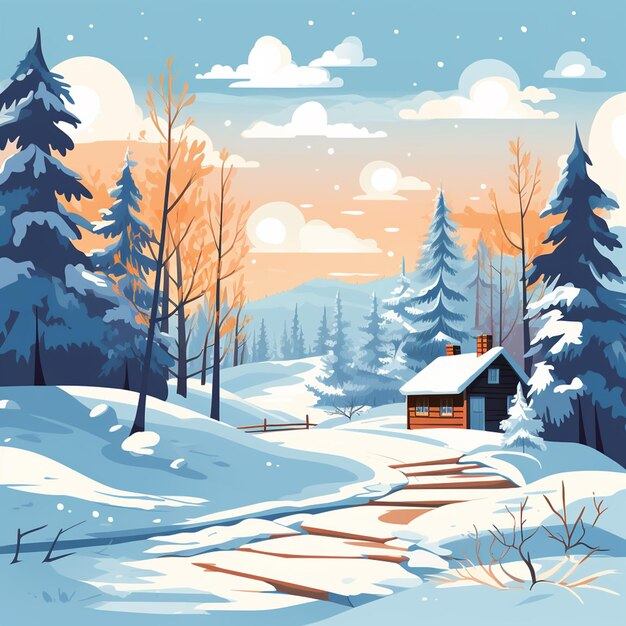 Illustration du paysage d'hiver