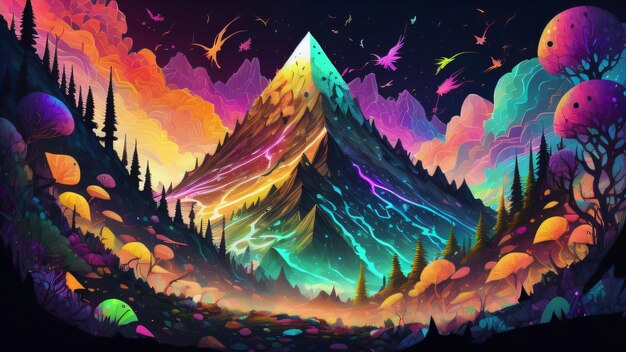 Illustration du paysage de montagne générative AI