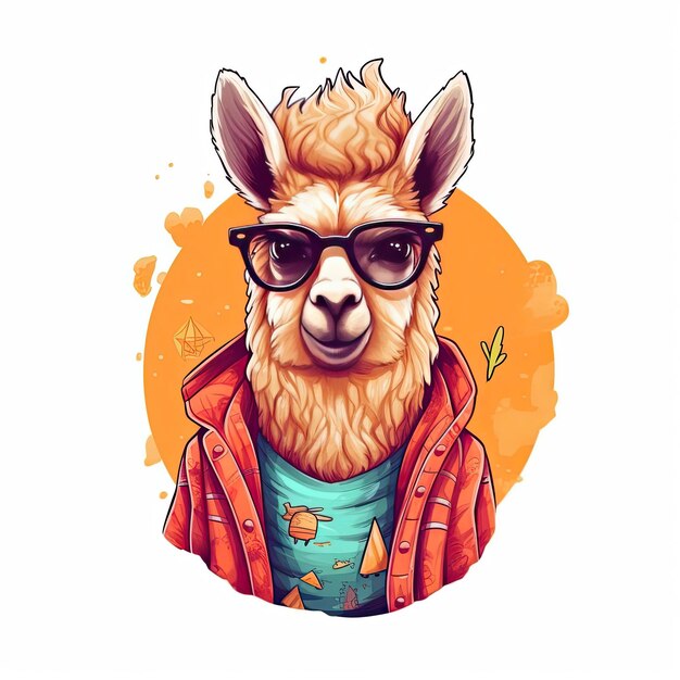 Photo l'illustration du personnage mignon de lama art génératif de l'ia