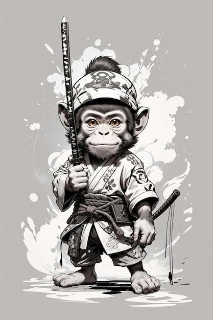 Photo illustration du personnage de singe samouraï