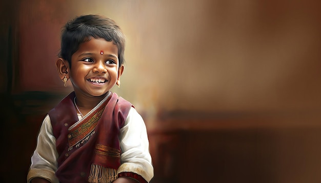 Illustration du petit garçon indien par generative Ai