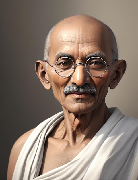 illustration du photoréalisme souriant du Mahatma Gandhi