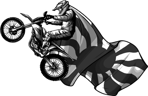 illustration du pilote de motocross et du drapeau japonais