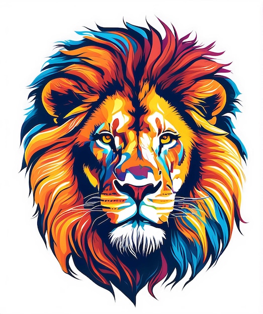 L'illustration du portrait pop-art de la tête de lion colorée