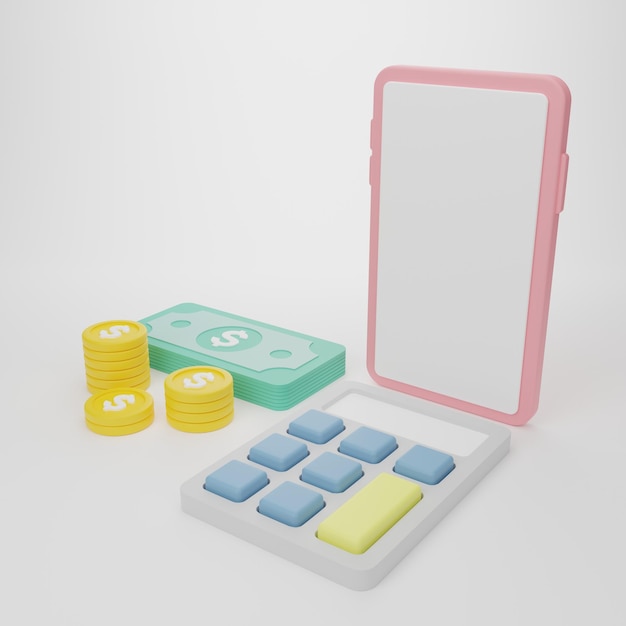 illustration du rendu 3d Dessin animé minimal Concept de prise en charge des enfants. formulaire de pension alimentaire pour enfants sur le téléphone portable