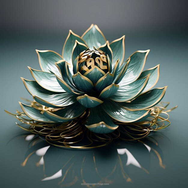 Photo illustration du rendu 3d d'une fleur de lotus dans le style surréaliste