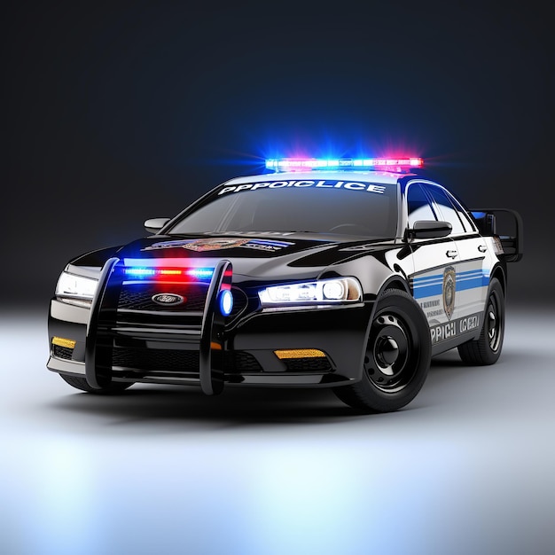 Photo illustration du rendu police car3d d'une voiture de police avec