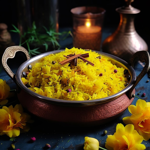 illustration du riz saffron jaune fabriqué pendant la saison des fêtes