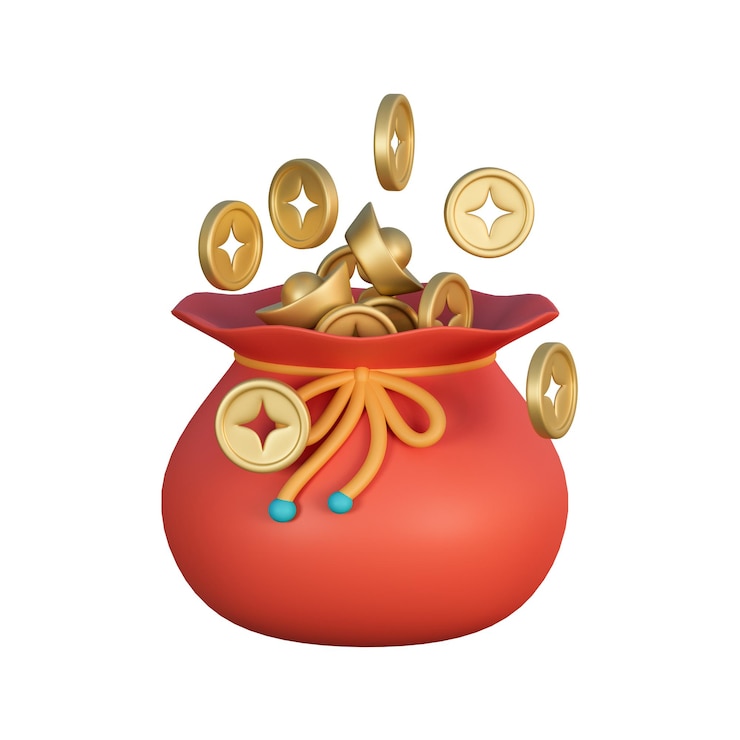 L'illustration du sac d'argent en 3D.