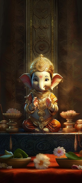 Illustration du Seigneur Ganesha pour Ganesh Chaturthi Ai généré