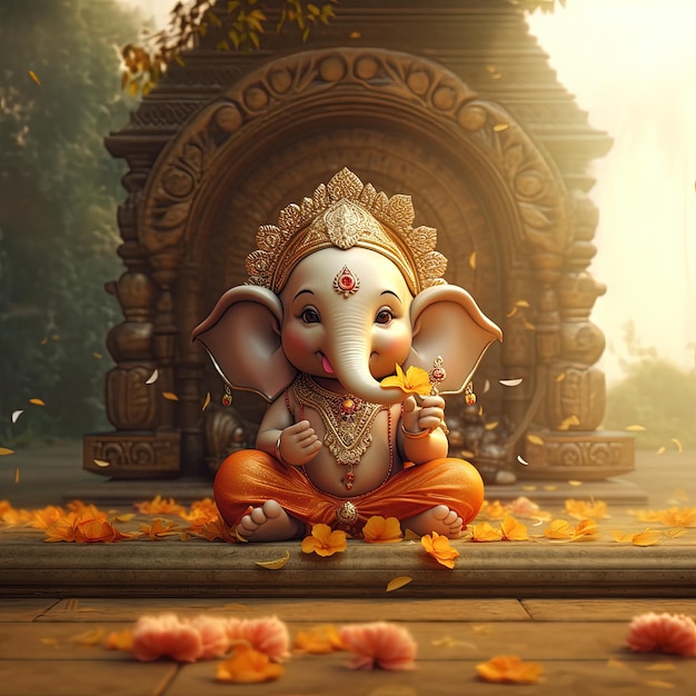 Illustration du Seigneur Ganesha pour Ganesh Chaturthi Ai généré