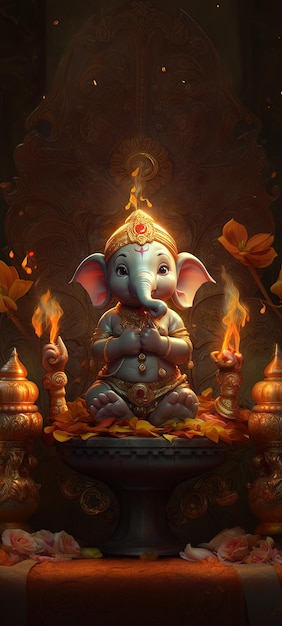 Illustration du Seigneur Ganesha pour Ganesh Chaturthi Ai généré