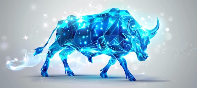 Illustration du signe du zodiaque du taureau brillant en bleu sur fond blanc
