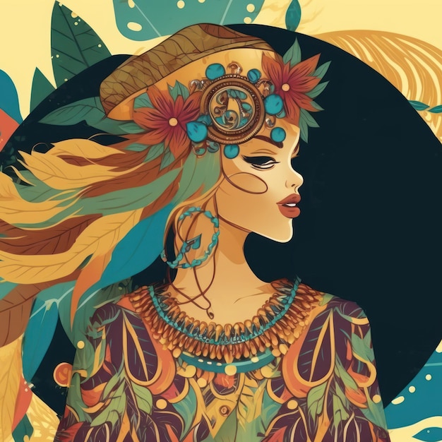 Illustration du style boho ludique pour le fond de la mode