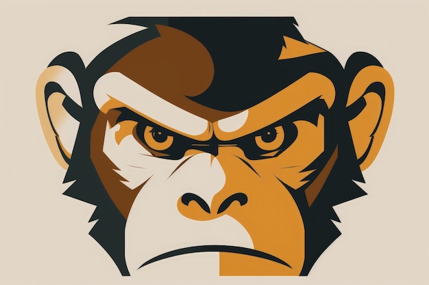 Illustration du style de dessin animé du visage d'un singe IA générative