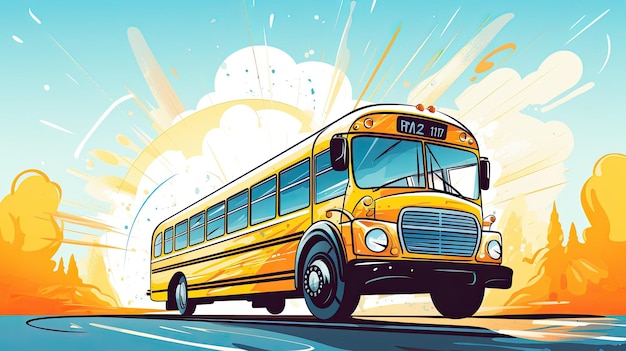 Illustration du trajet scolaire des jeunes en bus