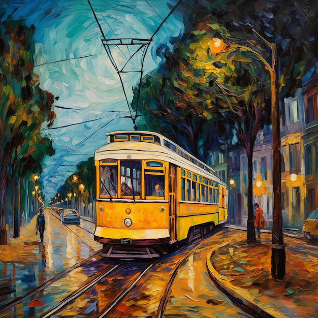 illustration du tramway d'Alexandrie Egypte sur la route de Cornouailles Van Gogh