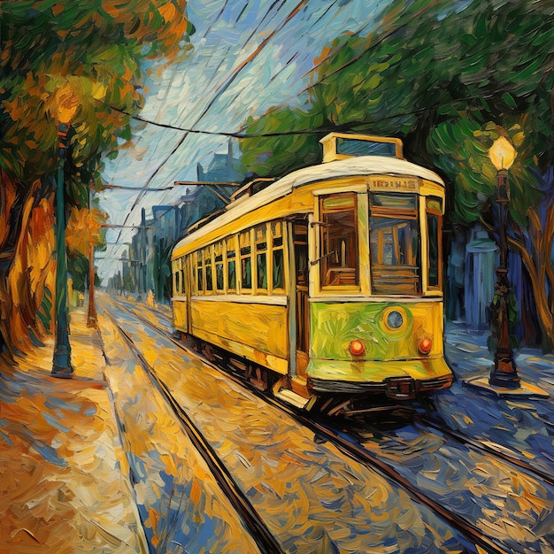 illustration du tramway d'Alexandrie Egypte sur la route de Cornouailles Van Gogh