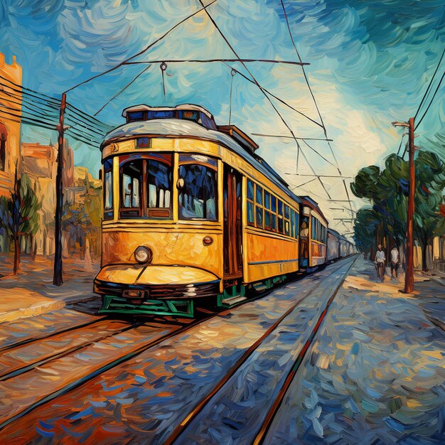 illustration du tramway d'Alexandrie Egypte sur la route de Cornouailles Van Gogh