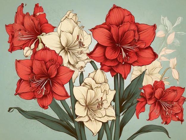 Illustration du vecteur amaryllis vintage