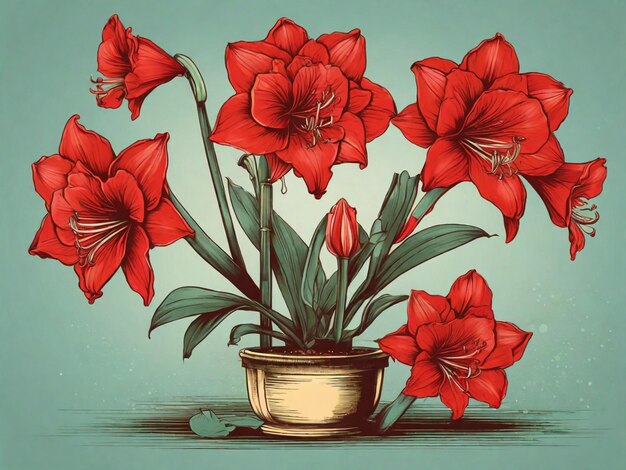 Illustration du vecteur amaryllis vintage