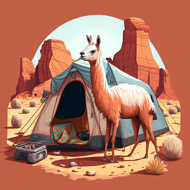 Illustration du vecteur de campement du lama