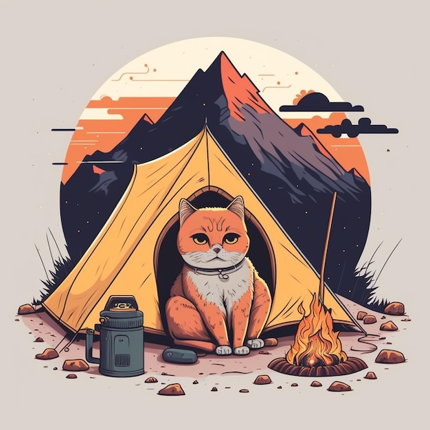 Illustration du vecteur de camping du chat