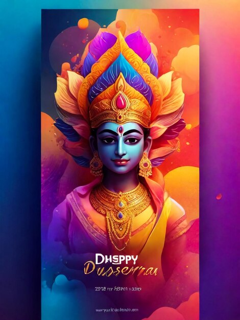 Illustration du visage de la déesse Durga dans le design de la brochure de Durga Puja heureuse