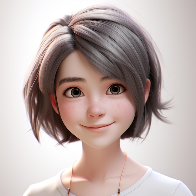 illustration du visage ovale d'une fille souriante face à la caméra