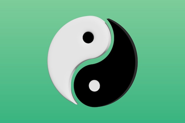 Illustration du yin et du yang en 3D. Yin et yang en rendu 3D.