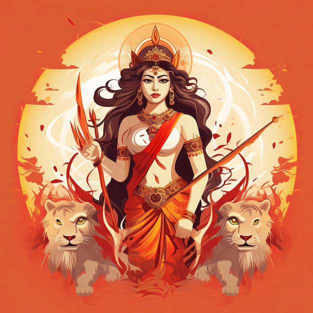 illustration de Durga Puja également connue sous le nom de Durgotsava ou Sharodotsav