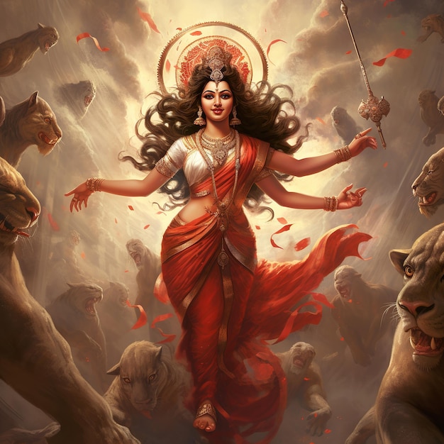 illustration de Durga Puja également connue sous le nom de Durgotsava ou Sharodotsav