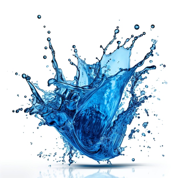 Illustration d'éclaboussure de liquide bleu isolée sur fond blanc Forme de lévitation abstraite à partir d'eau