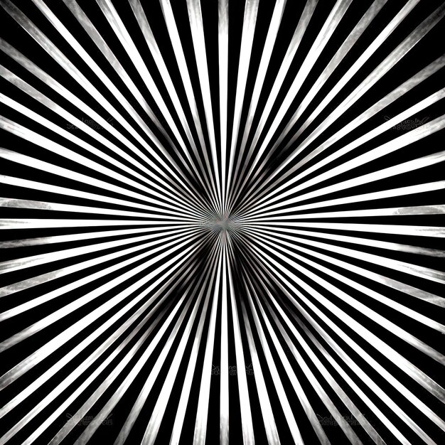 une illustration à effet sunburst optique en noir et blanc dans le style de l'excès