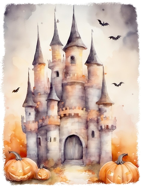 Illustration effrayante du château d'Halloween