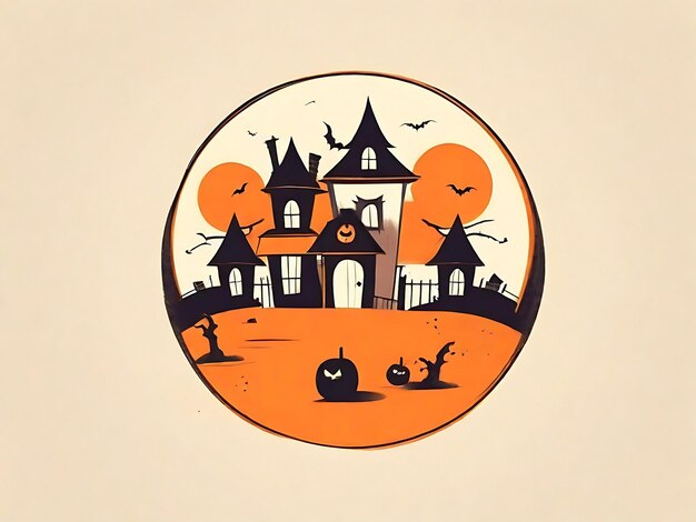 L'illustration effrayante d'Halloween le château des citrouilles génératif Ai