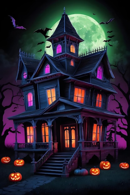 Une illustration effrayante d'Halloween mettant en vedette