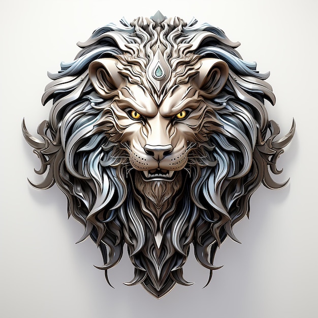 illustration de l'emblème du lion en argent logo fond blanc