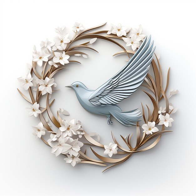 Photo illustration de l'emblème de l'oiseau sur fond blanc logo cercle argenté