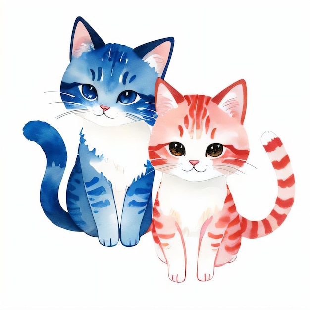 Illustration d'enfants aquarelle avec un joli clipart de chat minou